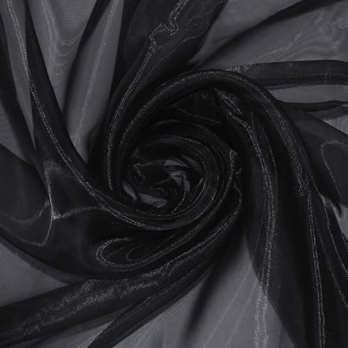 P Pothuiny Sheer Organza Fabric by The Yard 1 Yard x 60 Inch Wide Bridal Black Organza Tulle Fabric Roll Shiny Gauze Fashion Dress Sewing Craft for Wedding Party Decorations Backdrop