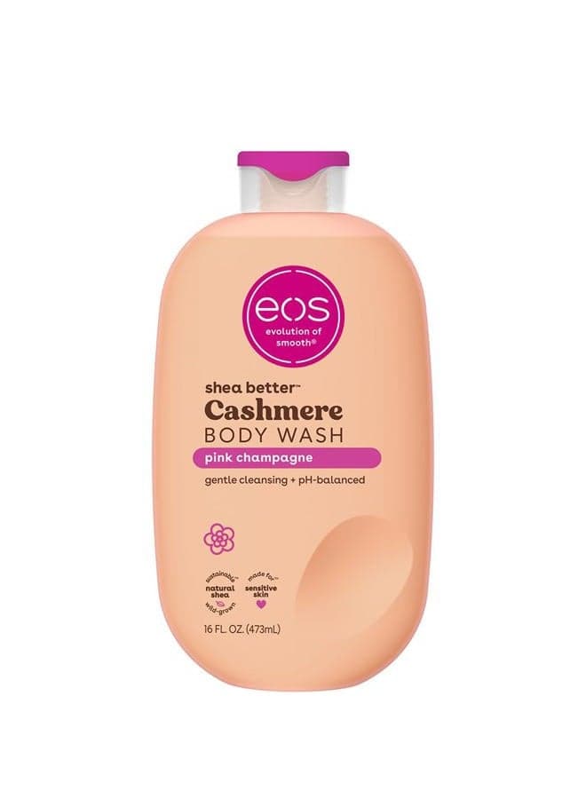 Shea Better Cashmere Body Wash, Pink Champagne, Moisturizing and Nourishing, pH Balanced Creamy Gel Formula, Paraben & Phthalate Free, Sensitive Skin,16 fl oz