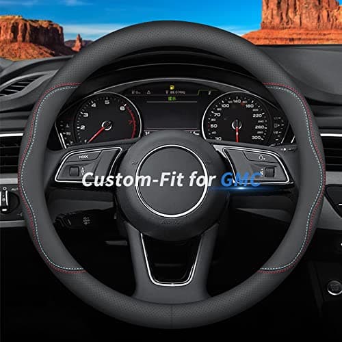 Deer Route CustomFit for GMC Steering Wheel Cover Premium Leather Car Steering Wheel Cover with Logo NonSlip Breathable for GMC Accessories AStylefor GMC