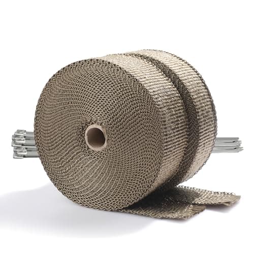 ARTR 2" x 50' Titanium Exhaust Header Heat Wrap 2 Rolls with 20PCS 11.8 Inch Stainless Steel Locking Ties