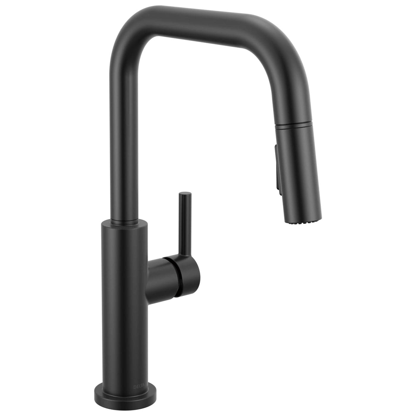 Delta Nicoli Matte Black USpout Kitchen Faucet with Pull Down Sprayer Modern Single Hole Kitchen Sink Faucet Single Handle Matte Black 19868LFBL