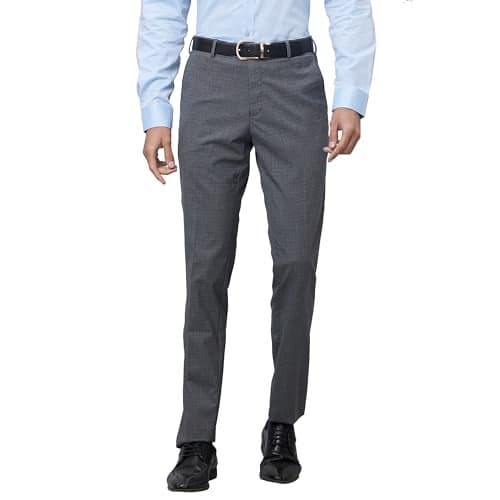 Raymond Men's Slim Fit Formal Trousers, Poly-Viscose Blend, Solid Pattern | Dark Grey