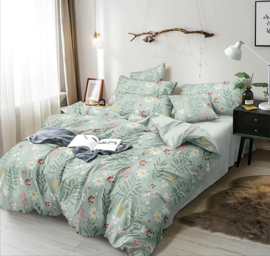 THE HOME STYLE 200TC Soft Glace Cotton King Size Duvet Cover II Razai Cover II Quilt Cover II Dohar for Double Bed with Zipper (90x100 Inch, Pastel Hydrangea Bloom)