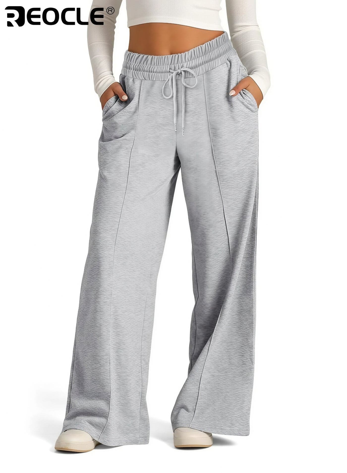 Women's Wide Leg Sweatpants High Waisted Baggy Lounge Pants Drawstring Athletic Flared Joggers with Pockets for Yoga Gym Lounge Wear