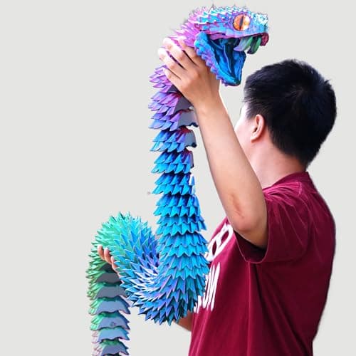 Super Large 3D Printed snake with a movable mouth474inchFlexible Realistic Articulated Animal Fidget ToysMystery Figurines Gifts Executive Desk Dcor and Festival Collectible colorfulA 79inch