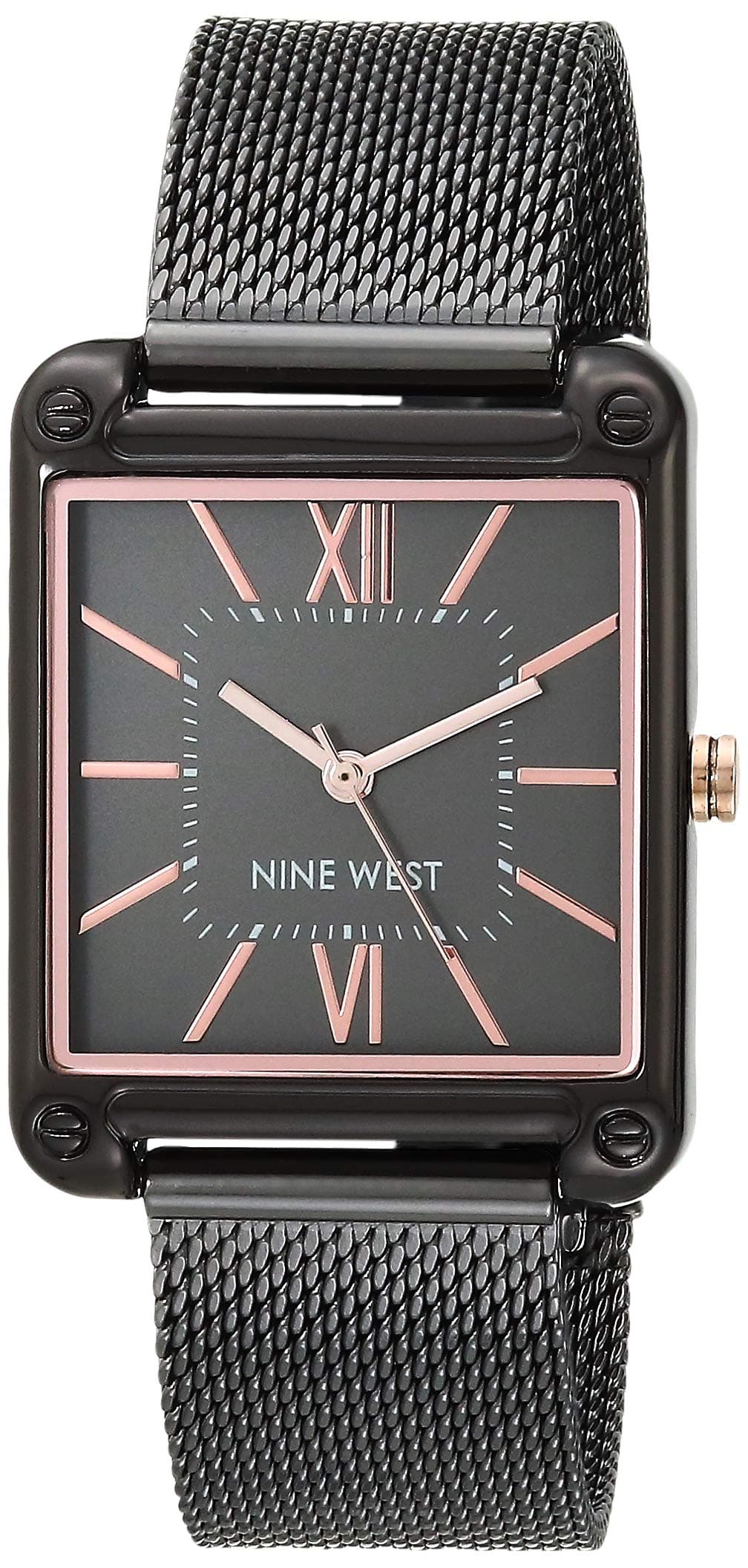 Nine West Women's Japanese Quartz Dress Watch with Stainless Steel Strap, Gunmetal, 18 (Model: NW/2091GYGY)