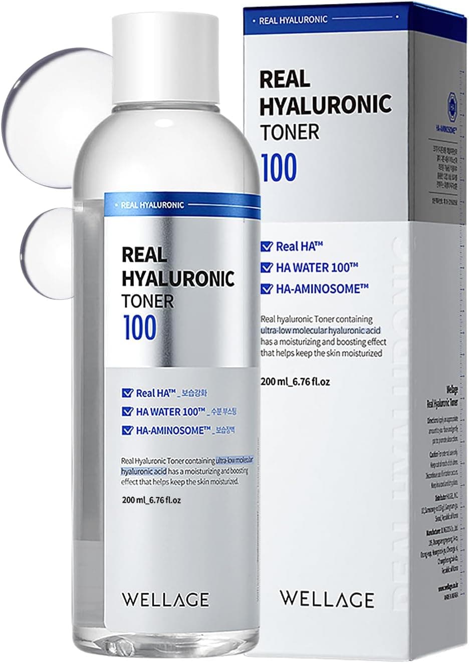 WELLAGE Real Hyaluronic Toner 100 Korean Toner with 93 Hyaluronic Acid Water Hydrating Toner Deep Quick Absorption Hypoallergenic Skin IrritationFree 676 floz
