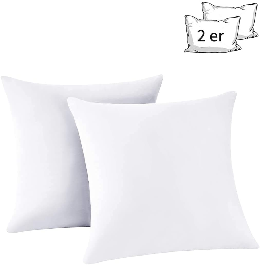 ATOOTFUSION Bedding, Decorative Cushions (2-Pack, White), for Sofa and Bed, Poly Cotton Cover, Indoor White Cushions (70X70 Cm)