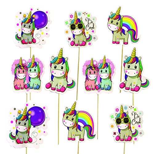 AMFIN® Unicorn Birthday Decorations/Unicorn props for photoshoot/Unicorn Birthday Props/Unicorn Decoration Kit/Unicorn Birthday Kids/Cake Props - Pack of 10