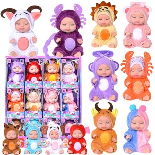 dollbie 12 Pack Mini Baby Dolls 4 Inch PVC Collectible AstrologyThemed Figures 12 Unique Constellation Characters for Kids Collectors