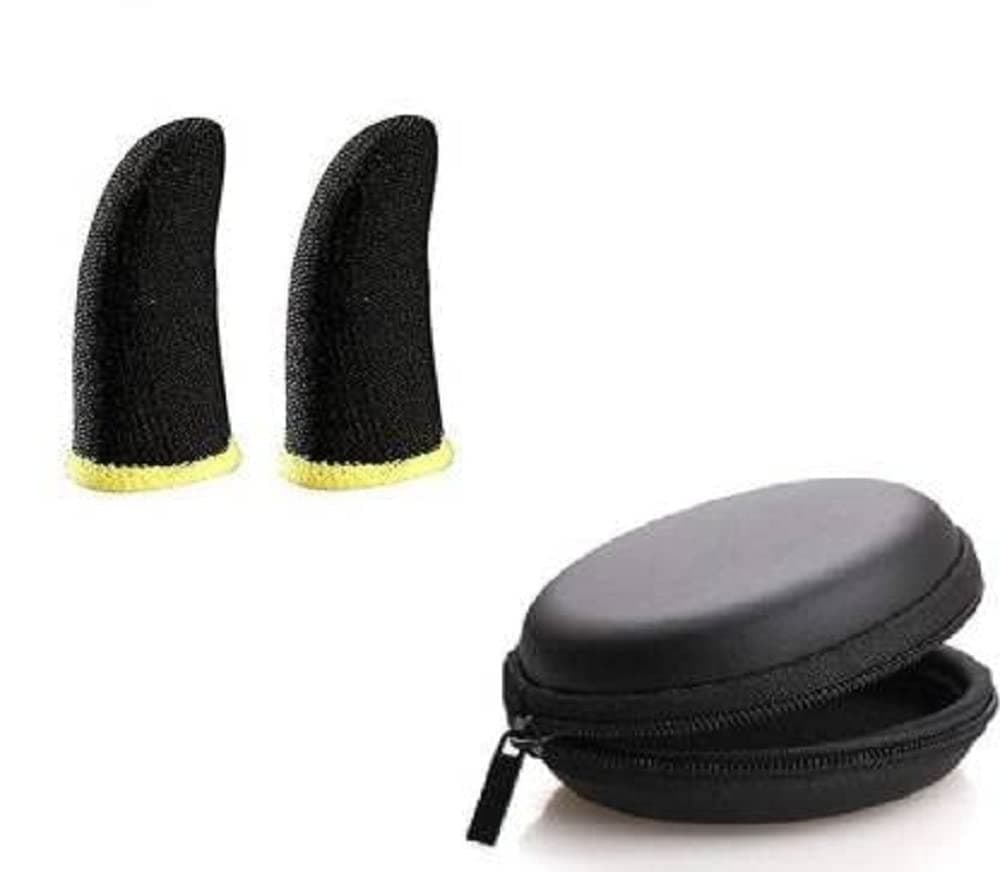 Inefable® Earphone Headphone Case Pouch Cover Carrying Case for Earphones, Headset, Pen Drives, SD Cards, All Mobile Accessories (Black) (Pack of 1 with Free Pubg 1 Pair)