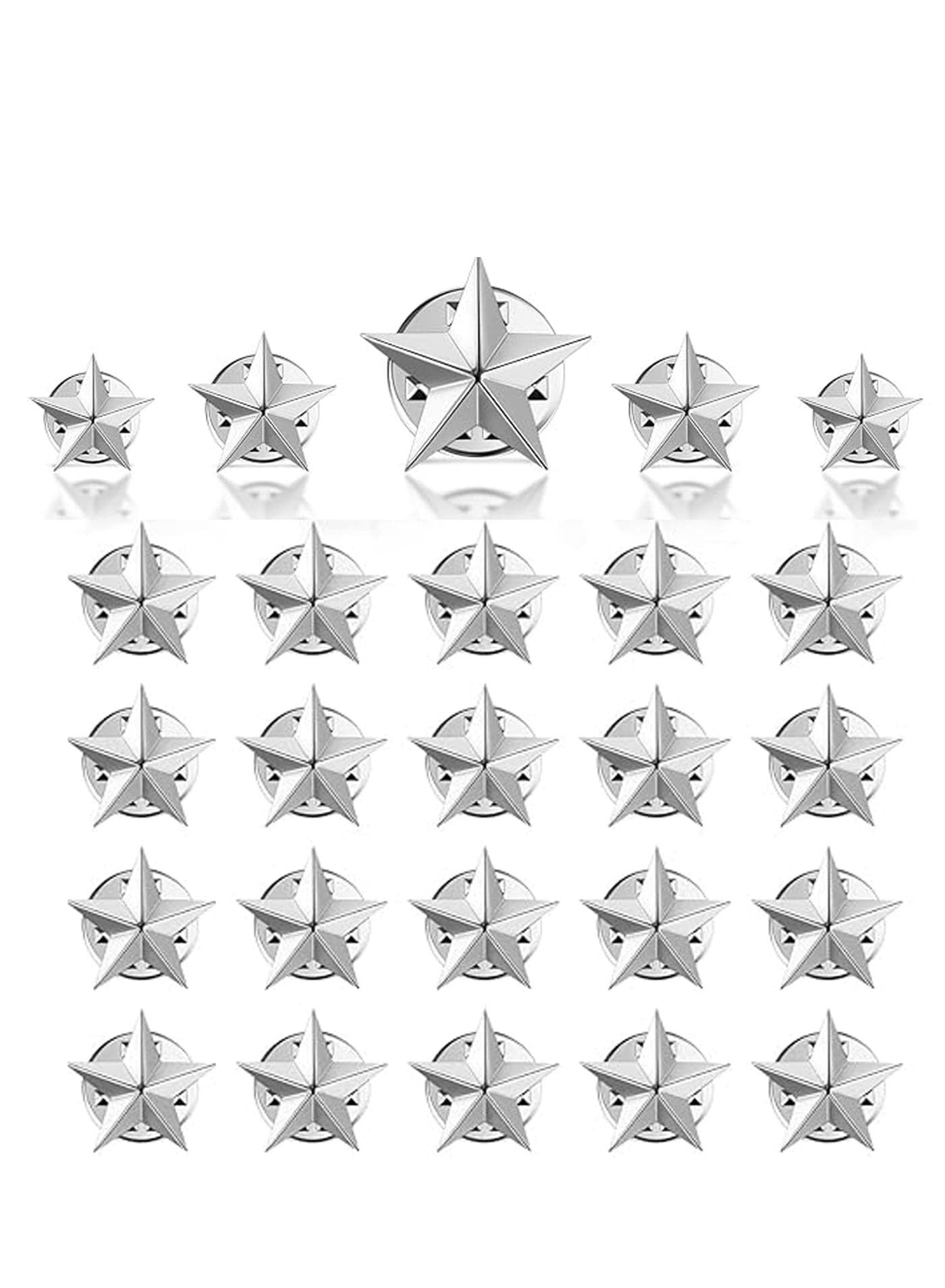 25PCS Silver Star Enamel Lapel Pins, Stylish Accessories for Backpacks, Bags, Jeans and Hats, Perfect for Personalization and Gifting