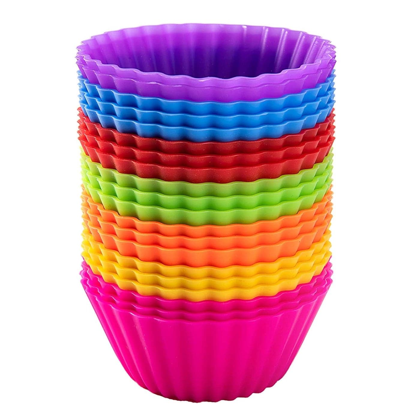 AVANA Silicone Reusable Large Muffin Molds Set of 20 7 Colors Environmentally Friendly Nonstick Versatile Baking Molds for Muffins Cupcakes Chocolate Desserts and More