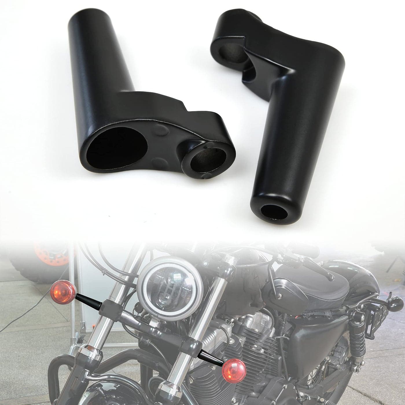 VEISUTOR Front Turn Signal Mounts Relocation Kit for Harley Sportsters Black Motorcycle Turn Signal Indicator Relocation for Harley Sportsters Dyna FXR Accessories 2PCS