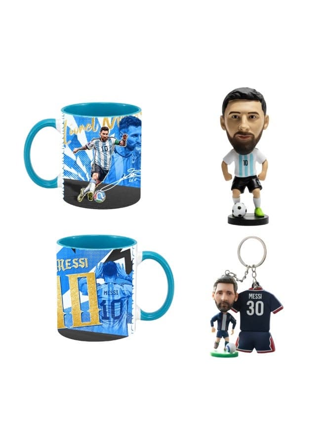 Argentina Football Mug | Bobble Head Key Chain | Pack of 3 | Ceramic Mug Set
