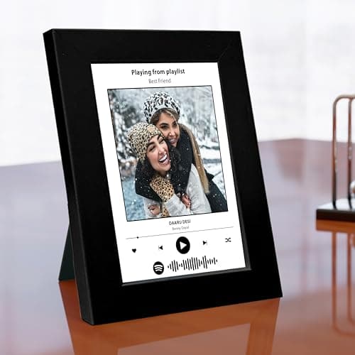 SNAP ART Personalized Gift Spotify Song Photo Collage for Mother's Day, Friends, Husband, Wife, Song Photo Frame, Customized, Birthday, Valentine Day, Anniversary Gift (Black)