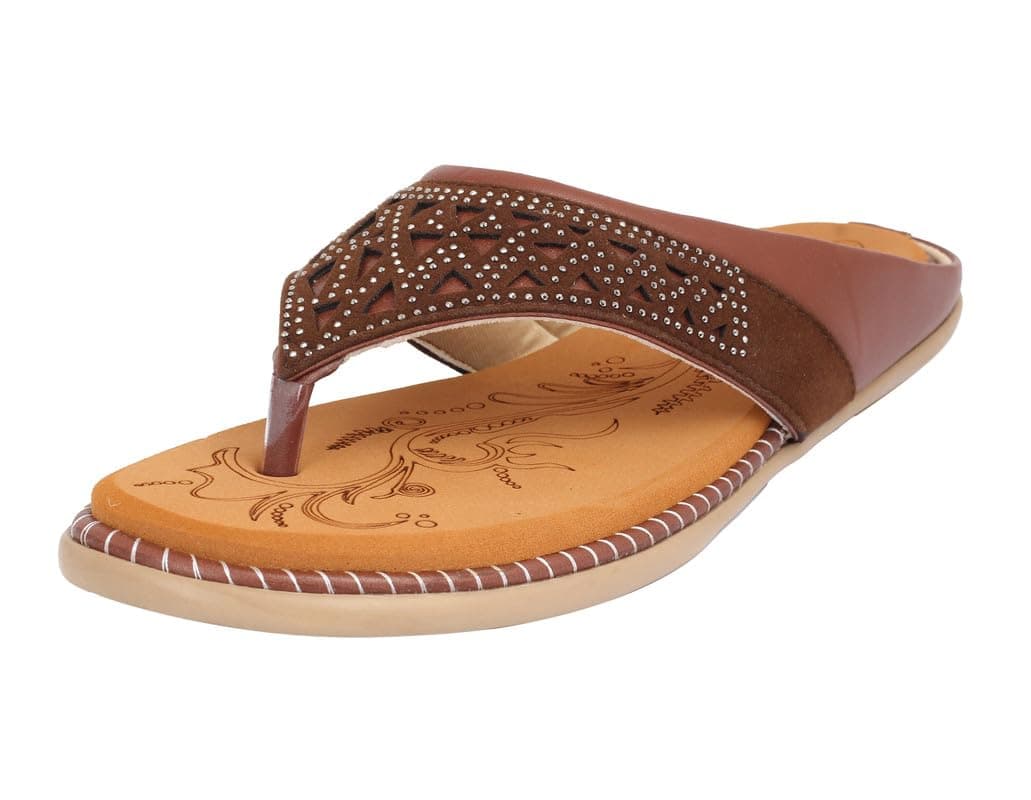 HEALTH FIT Womens Extra Super Soft Ortho Care Diabetic & Orthopedic Slippers/Doctor Chappal & Footwear with Memory Foam UK-10 Brown1