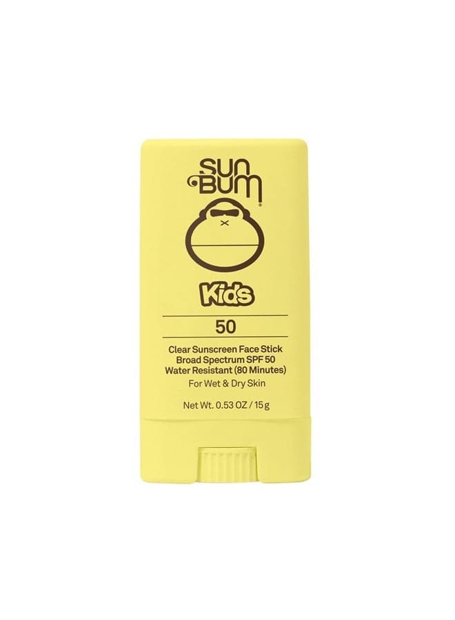 Kids SPF 50 Clear Sunscreen Face Stick | Wet or Dry Application | Hawaii 104 Reef Act Compliant (Octinoxate & Oxybenzone Free) Broad Spectrum UVA/UVB Sunscreen | 0.53 oz