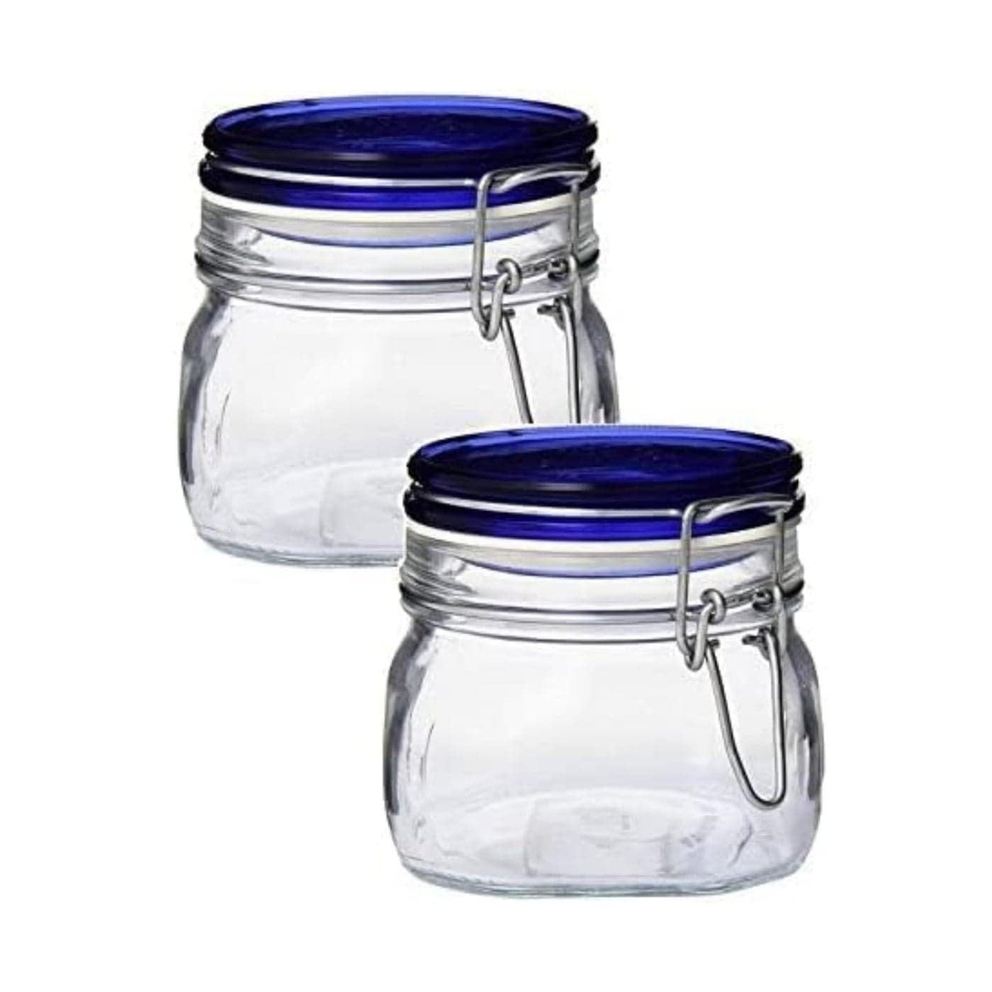 Bormioli Rocco Fido Collection 2 Pack 17 Oz Food Storage Glass Jars Airtight Rubber Seal Glass Lid With Stainless Wire Clamp Made In Italy