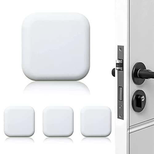 HASTHIP® 4Pcs Door Bumper Wall Protectors Square Silicone Door Stopper for Door Handle Buffer Guard Shock-Absorbent Self Adhesive Cushioning Pad for Door Knob Desk Corner, etc (4.5 * 4.5cm, White)
