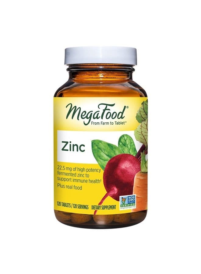 Zinc - Immune Health Support Supplement with Zinc and Nourishing Food Blend - Vegan, Non-GMO, Gluten-Free, and Kosher - Made Without 9 Food Allergens - 120 Tabs