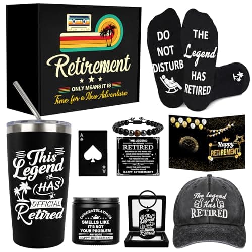 8 Pcs Retirement Gifts for Men 2026, This Legend Has Retired, Happy Retired Gifts Basket for Dad, Grandpa, Coworker, Teachers, Boss, Friends, Retirees, 20 Oz Tumbler Best Mens Retirement Gift Set