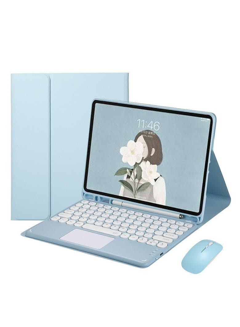 Bilingual keyboard case with mouse for Samsung S8 11-inch X700/X706 universal , touchpad keyboard case retro round key with mouse cute colorful keyboard built-in touchpad.