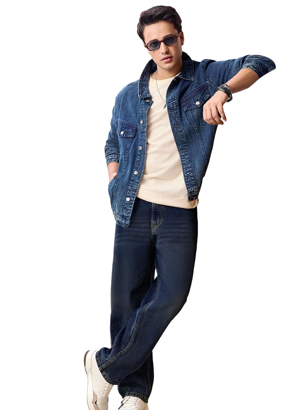 Urbano Fashion Men's Dark Blue Loose Baggy Fit Washed Jeans Non-Stretchable (jeanlswhsk-dblue-40)