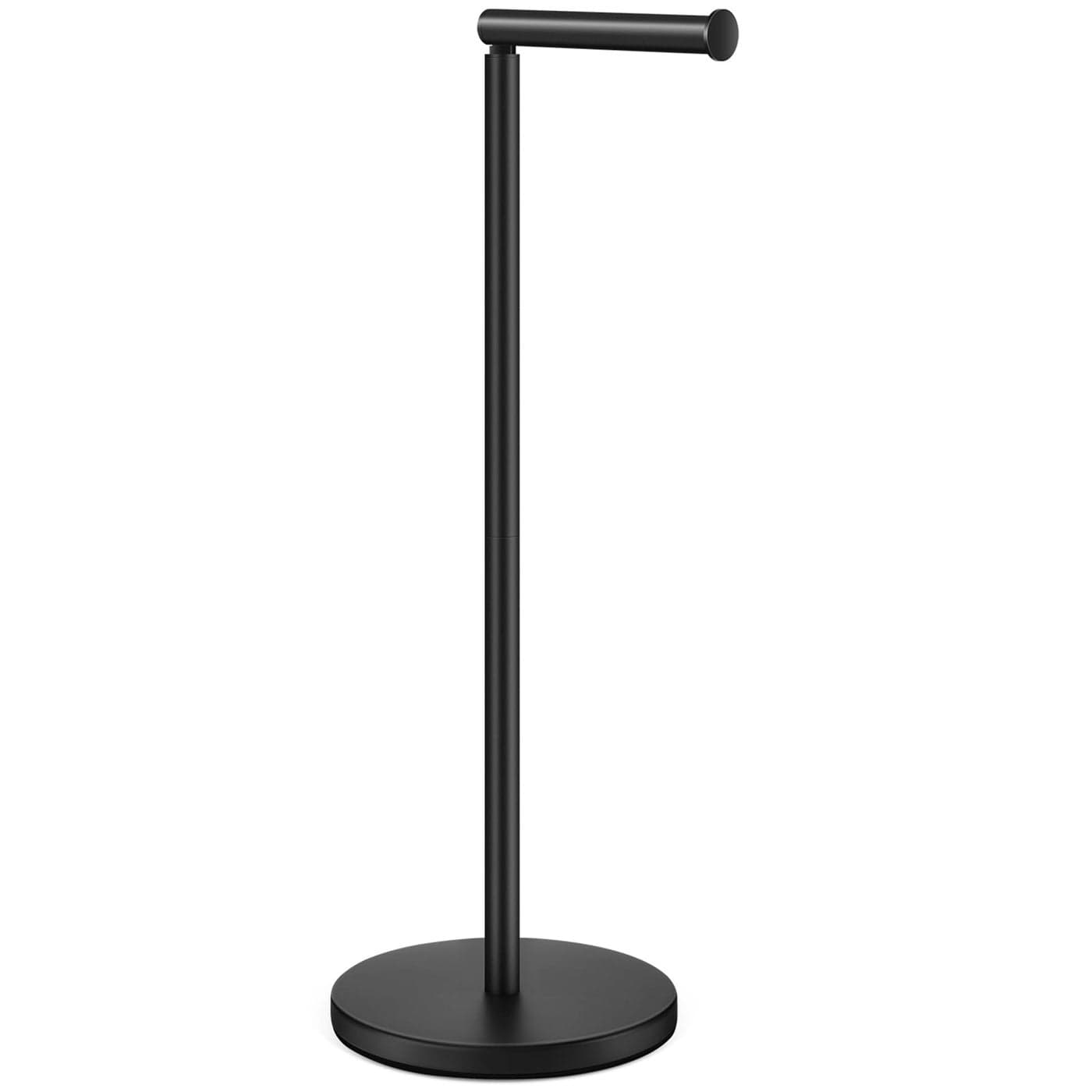 DAWNER 24 Black Toilet Paper Holder Free Standing Stainless Steel Rustproof Toilet Paper Stand with Storage Stable Heavy Weighted Flat Base for Apartment Bathroom Kitchen Matte Black Finish