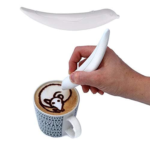 TuTuYa Latte Art Pen, White Spice Pen Electric Coffee Pen for Latte & Food DIY, Works with Cinnamon, Salt, White sugar, Fine Coffee Grinds, Powered by Battery