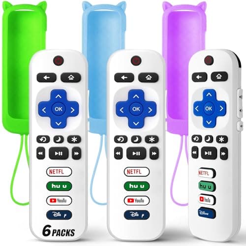 (Pack of 3) Replacement Remote Only for Roku TV with Soft Silicone Protective Cover (Glow in The Dark), Universal Remote for TCL/Onn/Hisense/Sharp/Element/Philips Roku Smart TV (Elegant White)