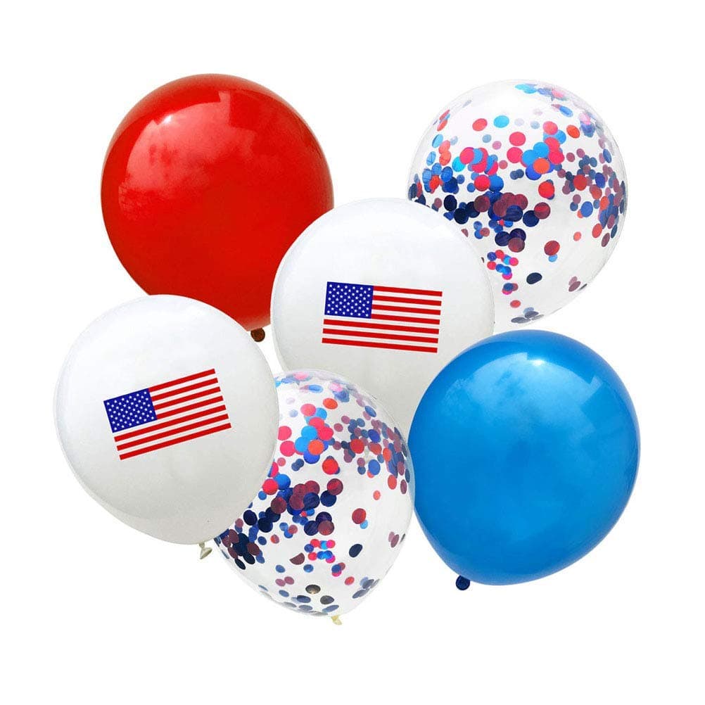 BinaryABC Patriotic Latex Balloons Confetti Balloons4th of July Balloons25Pcs