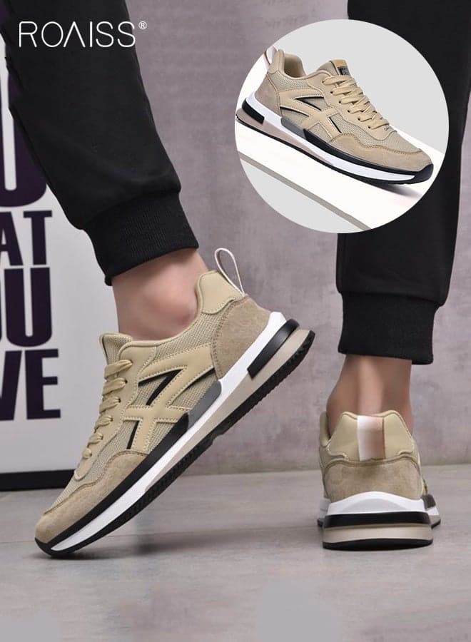 Men Stylish Low Top Sneakers, Lightweight Breathable Trainers for Men, Lace up Non Slip Sports Shoes, Shock Absorbing Athletic Shoes with Soft Lining, Suitable for Daily Wear, Running and Outdoor Activities
