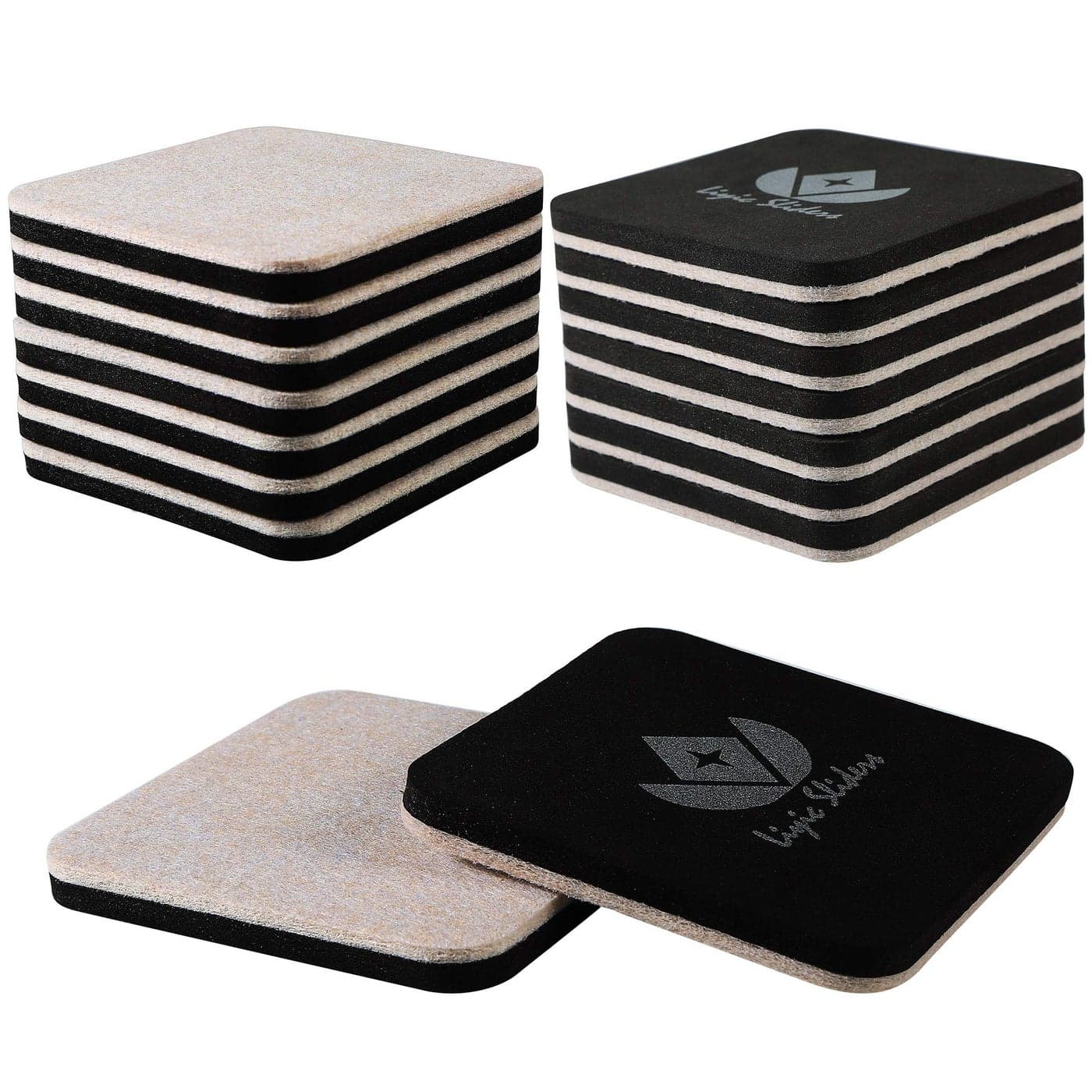 Liyic 4in Square Felt Sliders for Hard Surfaces Heavy Duty Reusable Hardwood Floor Sliders Furniture Movers
