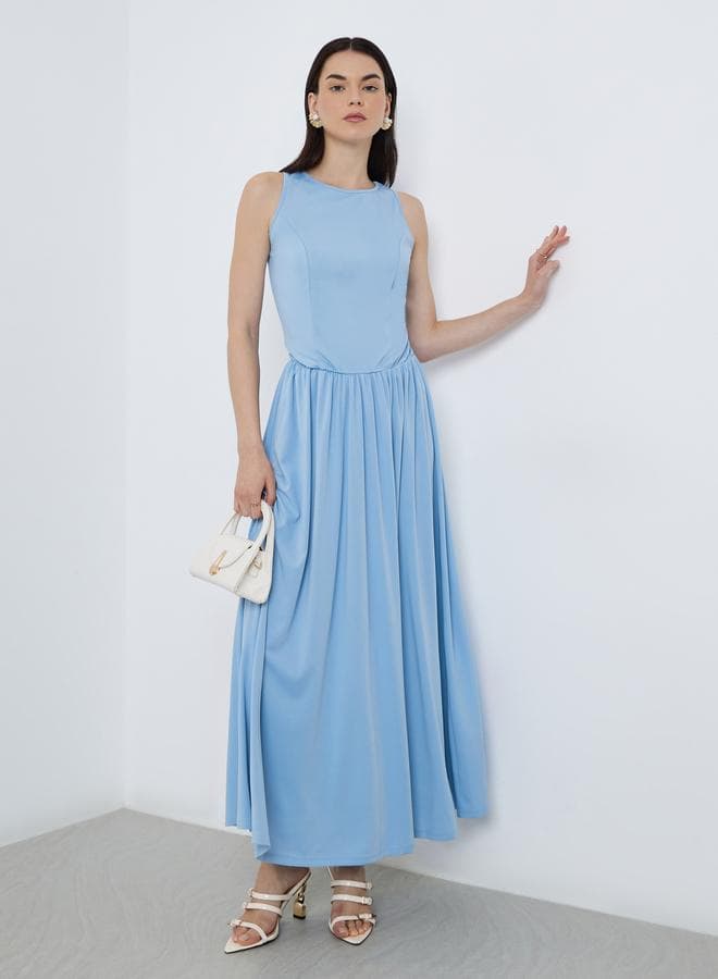 Take Two Solid Sleeveless A-Line Midi Dress — M