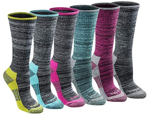 Dickies Women's Dri-Tech Fashion Moisture Control Crew Socks (5/6/12 Pairs) (S-XL), Black Heathered (6 Pairs), Medium