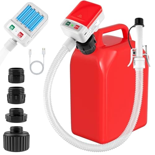 Automatic Fuel Transfer Pump with AutoStop Sensor 32 GPM 51 Hose Gas Can Pump with 4 Can Adapters Upgraded USB or BatteryPowered Portable Fuel Gas Pump for Gas Can Gasoline Diesel Oil