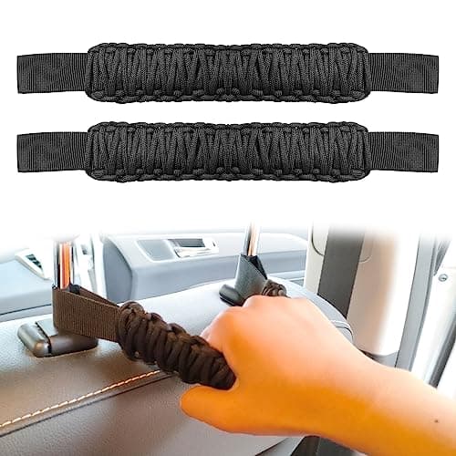 2Pcs Headrest Grab Handles, Car Front Rear Seat Back Roll Bar Grip Handles Kit, Nylon Grab Handl with Headrest Mounted, Heavy Duty Automotive Interior Accessories Universal for SUV Truck Pickup(Black)