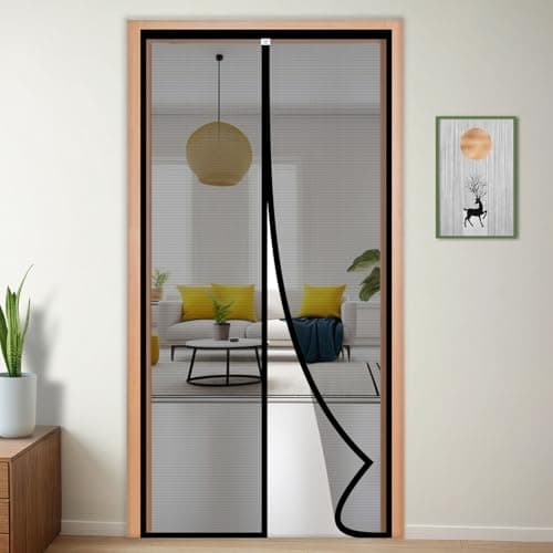 TurtleGrip Polyester Door Mosquito Net with Full Frame Hook&Loop for Main Doors, Bedroom, Kitchen & Balcony Doors (210x100 cm, Black) | Measure Before Order