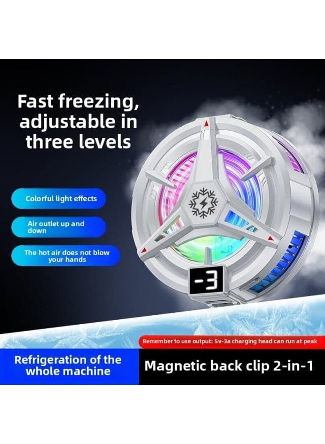 Mobile Phone Cooling Fan Game Battery Digital Display Refrigeration Magnetic Back Clip X76A Semiconductor-Color:TL07 Icing