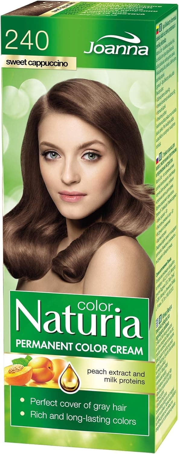 Joanna Naturia Color Permanent Hair Color Cream Goodness of Milk Proteins Peach Extracts PremiumQuality Hair Dye Provides Soft and Lustrous Hair LongLasting Hair Colors Sweet Cappucino
