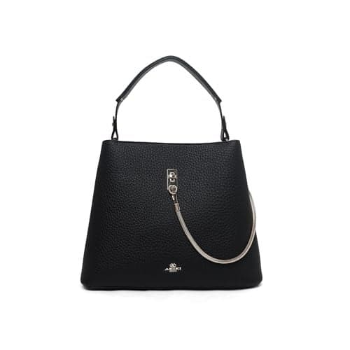 Akiki London Women's Thames Bucket Bag|Statement Chain Detail|Premium textured fabric|Adjustable and Detachable Strap|Internal Zip Pocket|Everyday Handbag for Women