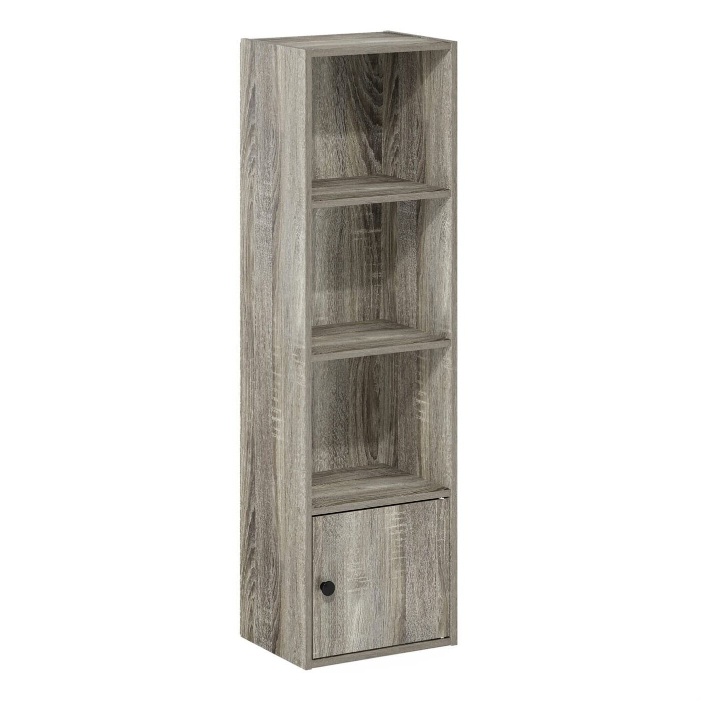 Furinno Luder Shelf Bookcase with 1 Door Storage Cabinet French Oak