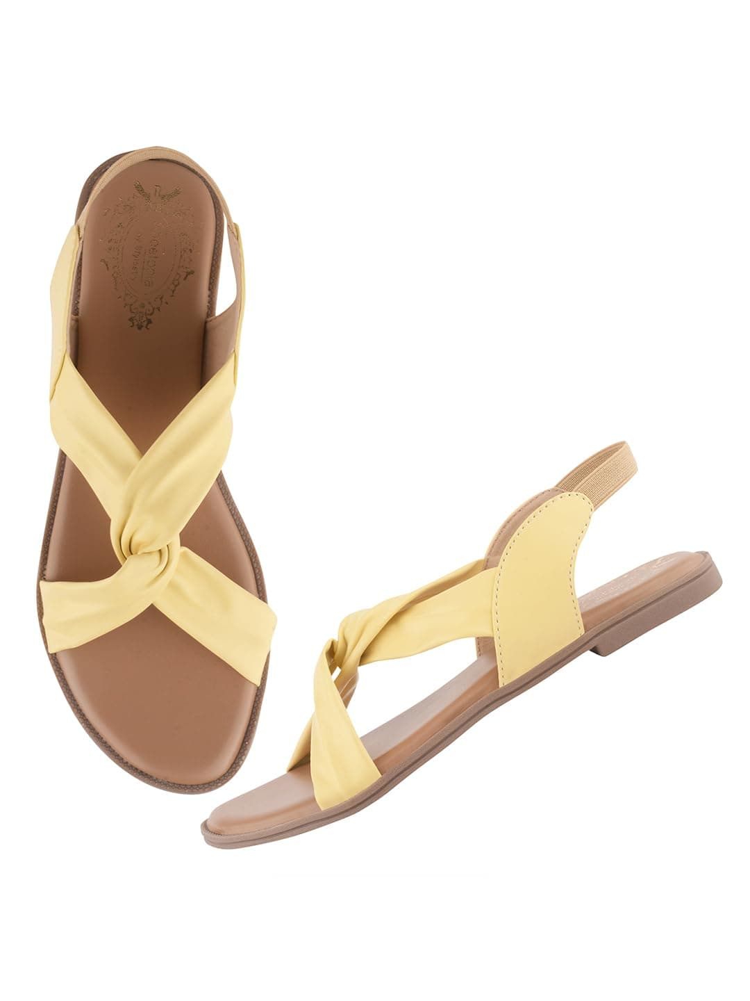 Shoetopia Cross Strap Yellow Flat Sandals For Women & Girls -EU42