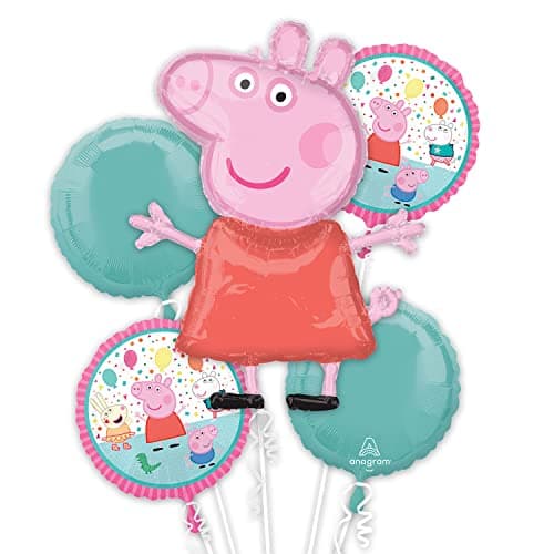 Anagram 4154101 Peppa Pig Bouquet Party Balloon Bouquet, 0, Multicolor, Pack of 1