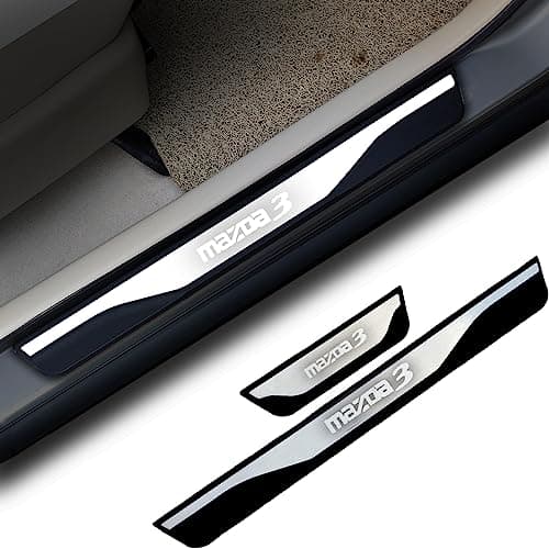 GZBFTDH Car Door Sill Scuff Protector Accessories for Mazda 3 2015-2024, Door Entry Guard Plate Trim Cover, Auto Interior Accessory Kick Panels 4pcs Set (Silver)