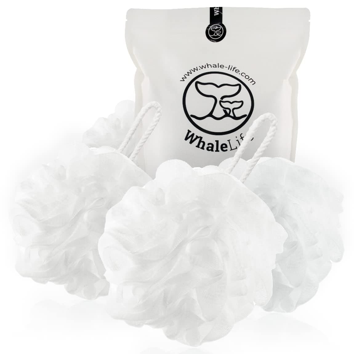 Loofah Sponge Bath Sponge for Women Men 4 Pack White