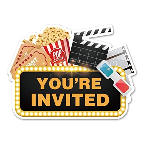 Opomzk Movie Theme Party Invitations with Envelopes, 20 Set Movie Shaped Invitations Birthday Baby Shower Party Invites Supplies Favors, Double-Sided