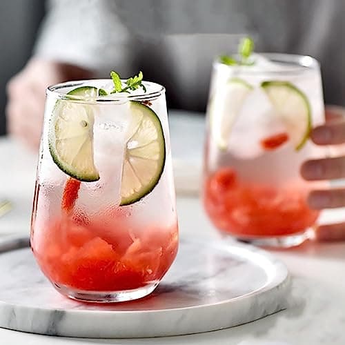 Mivana Premium Juice Glasses Drinking Glasses, Highball Lead-Free Glasses, Tumblers for Water, Juice, Beer, Cocktail and Mixed Drinks - Pieces, Transparent (Juice Glasses, 2 Count (Pack of 1)) 400 ml