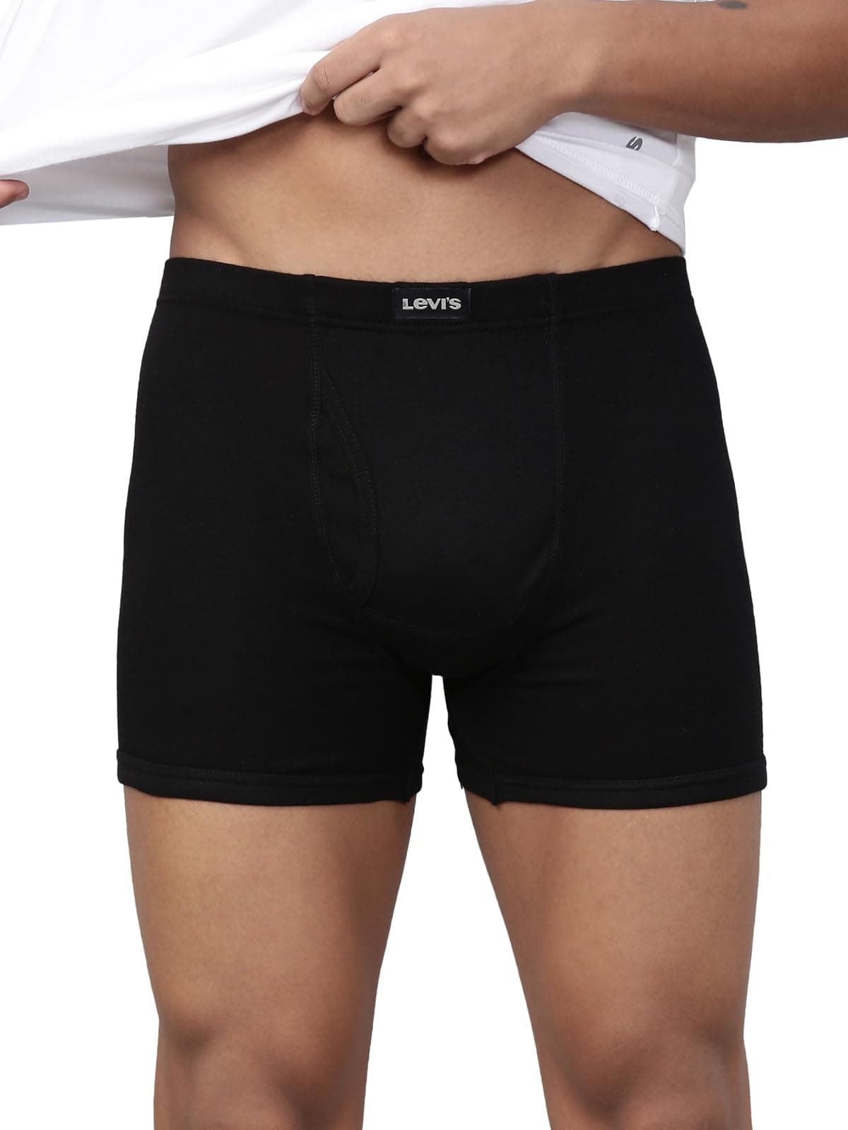 Levi's Men's Cotton Style #010 Comfort Regular Fit Solid Boxer (Pack of 1) (#010-BOXER Brief-BLK-P1_Black_XL)